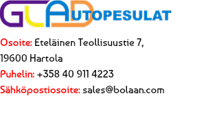 ﷯ Osoite: Eteläinen Teollisuustie 7, 19600 Hartola Puhelin: +358 40 911 4223 Sähköpostiosoite: sales@bolaan.com